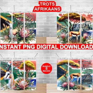 Afrikaans Themed Sublimation Bundle, South African 20oz Skinny Tumbler Wrap Sublimation Design Bundle, Afrikaans Sayings PNG Bundle