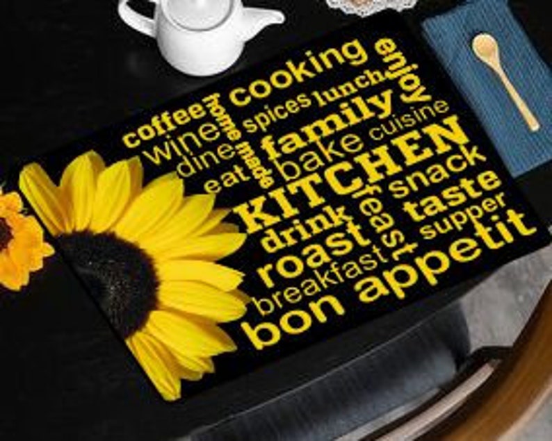 Sunflower Placemat, Cutting Board Design, English Wording Kitchen