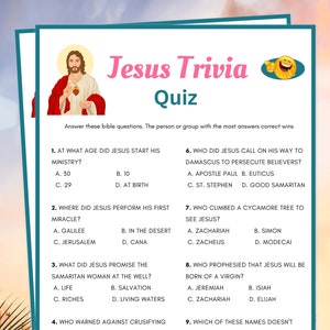 Bible Games, Jesus Quiz, Christian Family Bible Games Printable, Women&#39;s Ministry Games, Bible Game for Adults & Kids, Church Party Games