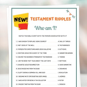 Bible Games, New Testament Riddles, Bible Games Printable, Womens Ministry Game, Bible Game for Kids, Bible Study Games, Sunday School Games