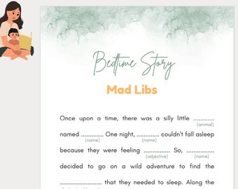 Games for Kids, Bedtime Story, Mad Libs, Bedtime Story Mad Libs, Printable Bedtime Story, Activity for Kids, Baby Shower Mad Libs
