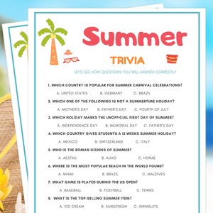 Summer Trivia, Summar games, Summer Games for Kids & Adults, Summer Party Games, Summer Activity for Kids, Summertime Games