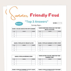 Summer Trivia, Summer Friendly Feud, Summer Games for Kids & Adults, Summertime Games, Summer Party Games, Summer Activity for Kids