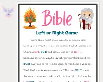 Bibelspiele, links oder rechts, Bibelspiel für Kinder, Frauen Pastoral Spiele, Bibelarbeitsspiele, Bibelspiel für Erwachsene, christliche Gemeinschaftsspiele