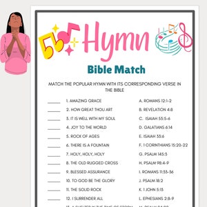 Bible Games, Bible Hymn Match Game, Women's Ministry Games, Bible Games Printable, Bible Trivia, Bible Games for Adults, Bible Retreat Games