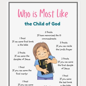 Bible Games, Who is Most Like the Child of God, Bible Games Printable, Bible Games for Kids, Sunday School Bible Study Games, Church Games