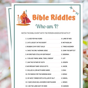 Bible Games, Bible Riddles, Bible Who am I Riddles, Sunday School Games, Bible Games for Kids, Bible Retreat Games, Bible Study Games