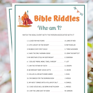 Bible Games, Bible Riddles, Bible Who am I Riddles, Sunday School Games, Bible Games for Kids, Bible Retreat Games, Bible Study Games