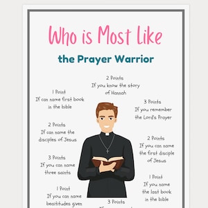 Bible Games, Most Like the Prayer Warrior, Adults Bible Game Printable, Women&#39;s Ministry Games, Bible Games for Kids, Bible Study Game