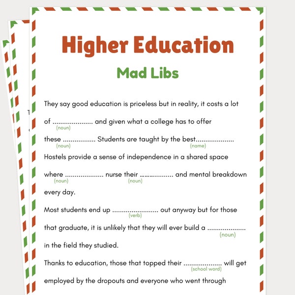 Graduation Mad Libs - Etsy