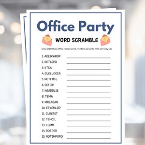 Office Party Games, Office Word Scramble, Office Games, Team Building Games, Work Party Games, Office Birthday Games, Staff Meeting Games