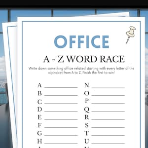 Office Games, A to Z Word Race, Office Birthday Games, Office Party Games, Team Building Games, Work Party Games, Staff Appreciation Week