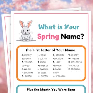 Spring Games, What is Your Spring Name?, Spring Party Games, Spring Birthday Party Games, Springtime Games, Team Building Games, Party Games