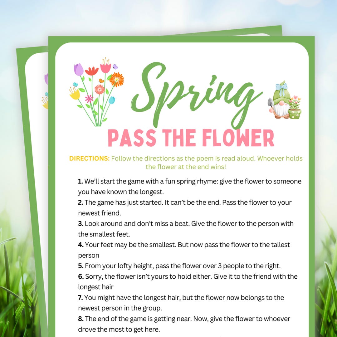 Pass the Spring Flower Game, Fun Springtime Game, Printable Spring ...