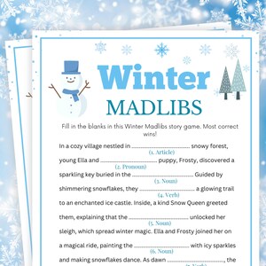 Winter Games, Winter Madlibs, Bedtime Story for Kids, Winter Party ...