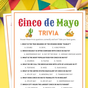 Cinco de Mayo Trivia, Cinco de Mayo Games, Cinco de Mayo Party Games, Team Building, Classroom, Seniors & Family, Cinco de Mayo Celebration