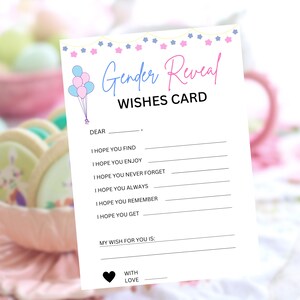 Party, Gender Reveal Games, Gender Reveal Wishes Card, Gender Reveal , Boy or Girl Games, Blue Pink Gender Reveal Games