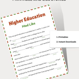 Printable Mad Libs For High School Students