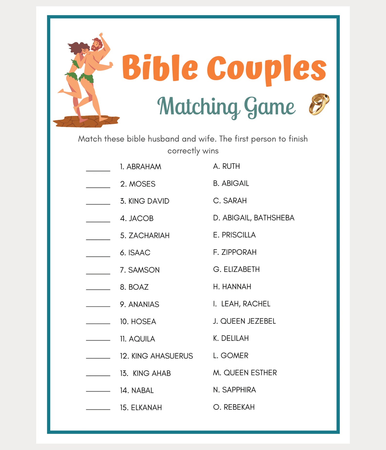Bible Games, Couples Match Game, Bible Games for Kids and Adults ...
