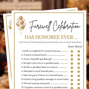 Farewell Party Games, Ever or Never, Farewell Celebration, Going Away Party Games, Moving Away Party Games, Farewell Games, Brunch Games