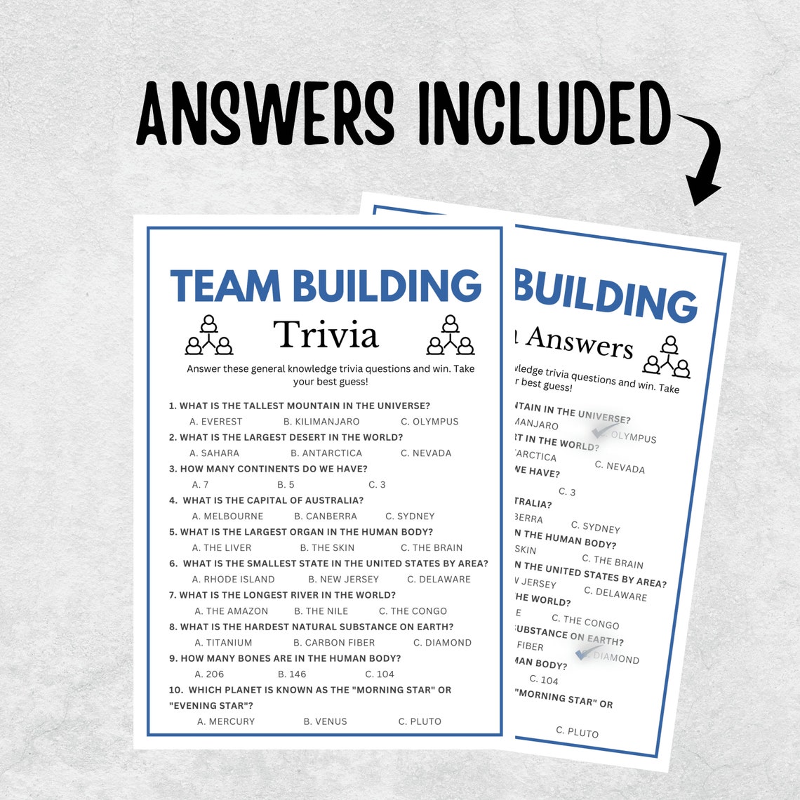 Team Building Trivia, Team Building Games, Party Games for Office