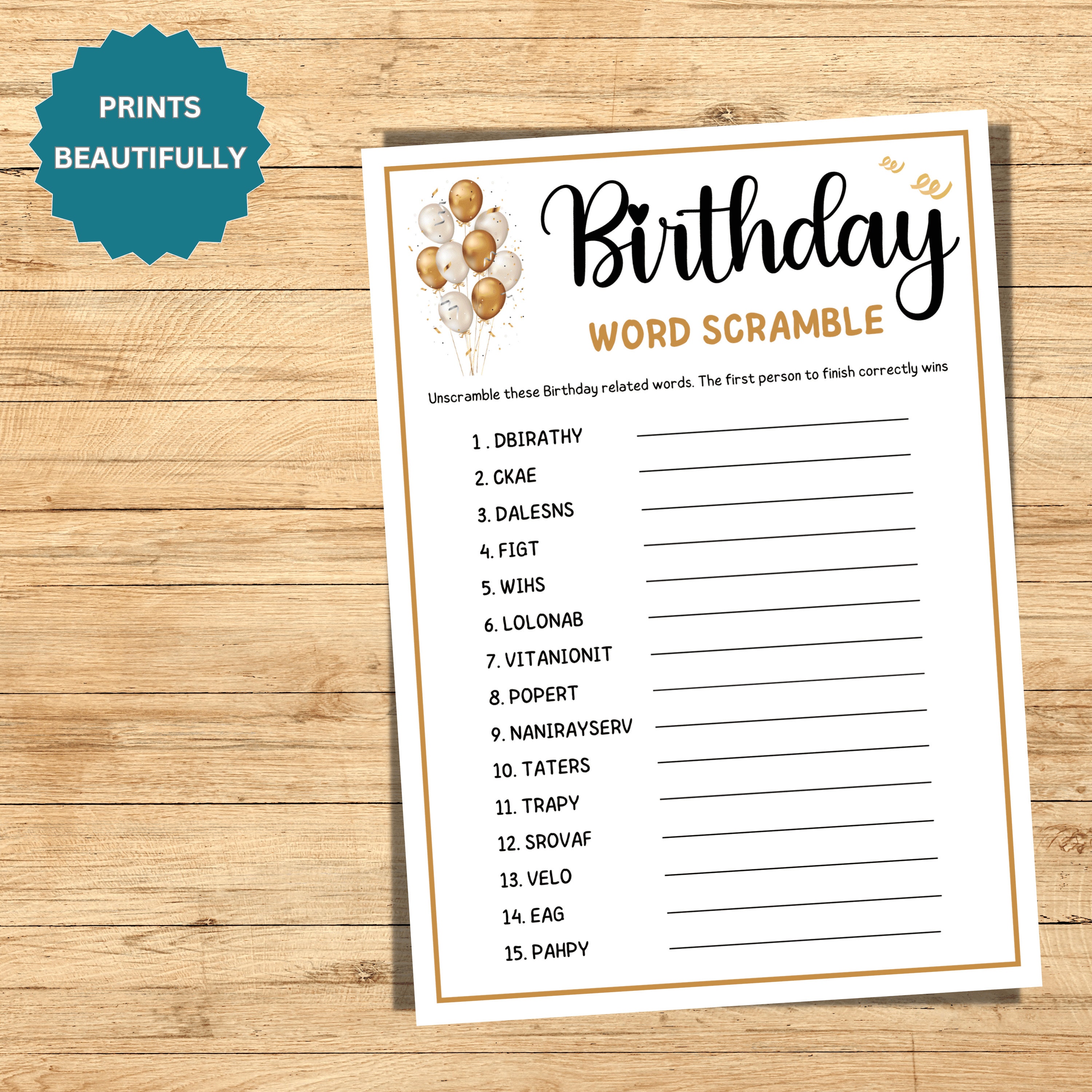 Birthday Word Scramble Birthday Games, Printable Birthday Scramble for ...