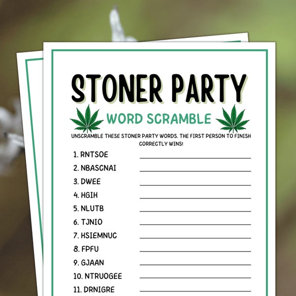 Stoner Party Game, Stoner Party Word Scramble, 420 Party Games, Bachelorette Party Games, Ladies Night Games, Marijuana Party Games