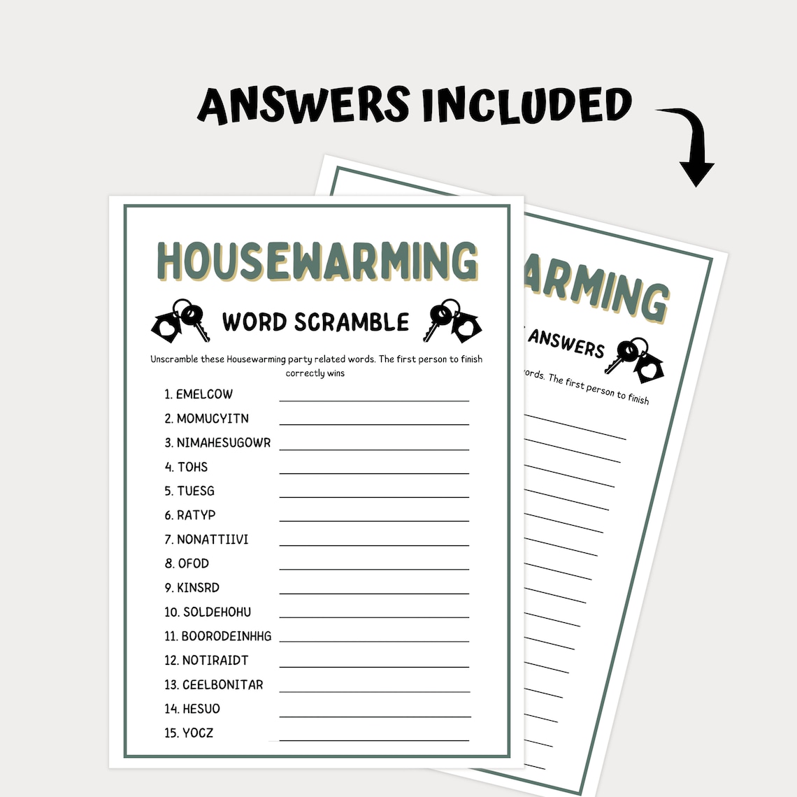 Housewarming Party Word Scramble, House Warming Party Games, Printable ...