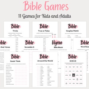 Bible Party Games, 11 Games Bundle, Women&#39;s Ministry Games, Bible Games for Kids & Adults, Bible Games Bundle, Bible Trivia, Bible Riddles