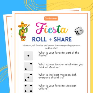 Fiesta Party Games, Fiesta Dice, Fiesta Games, Mexican Party Games, Taco Party Games, Taco Games, Roll & Share, Fiesta Party Games for Kids