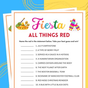 Fiesta Party Games, All Things Red, Fiesta Games, Birthday Fiesta Games, Mexican Party Games, Taco Party Games, Fiesta Party Trivia