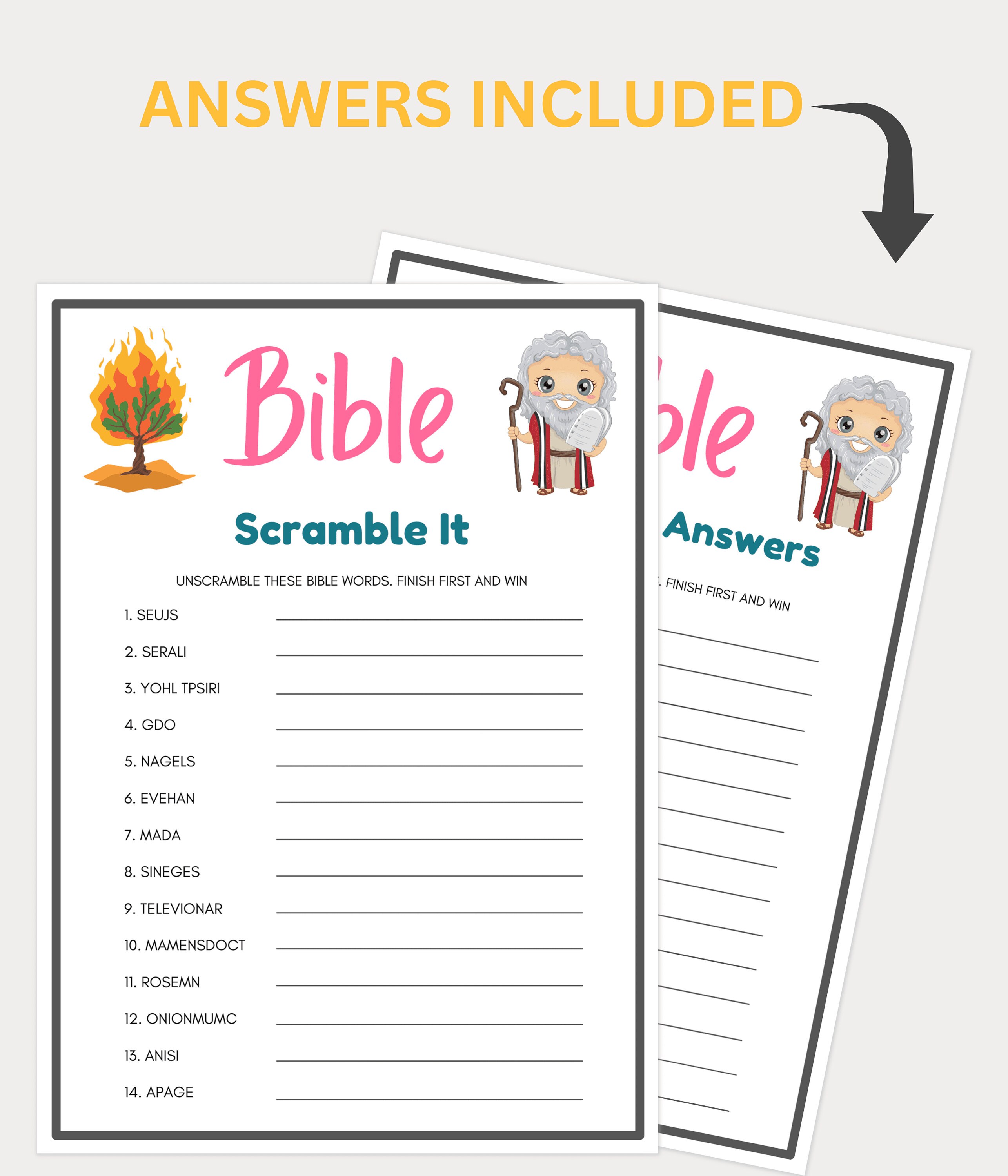 Bible Games, Bible Scramble It Game, Bible Games for Kids, Bible Games ...