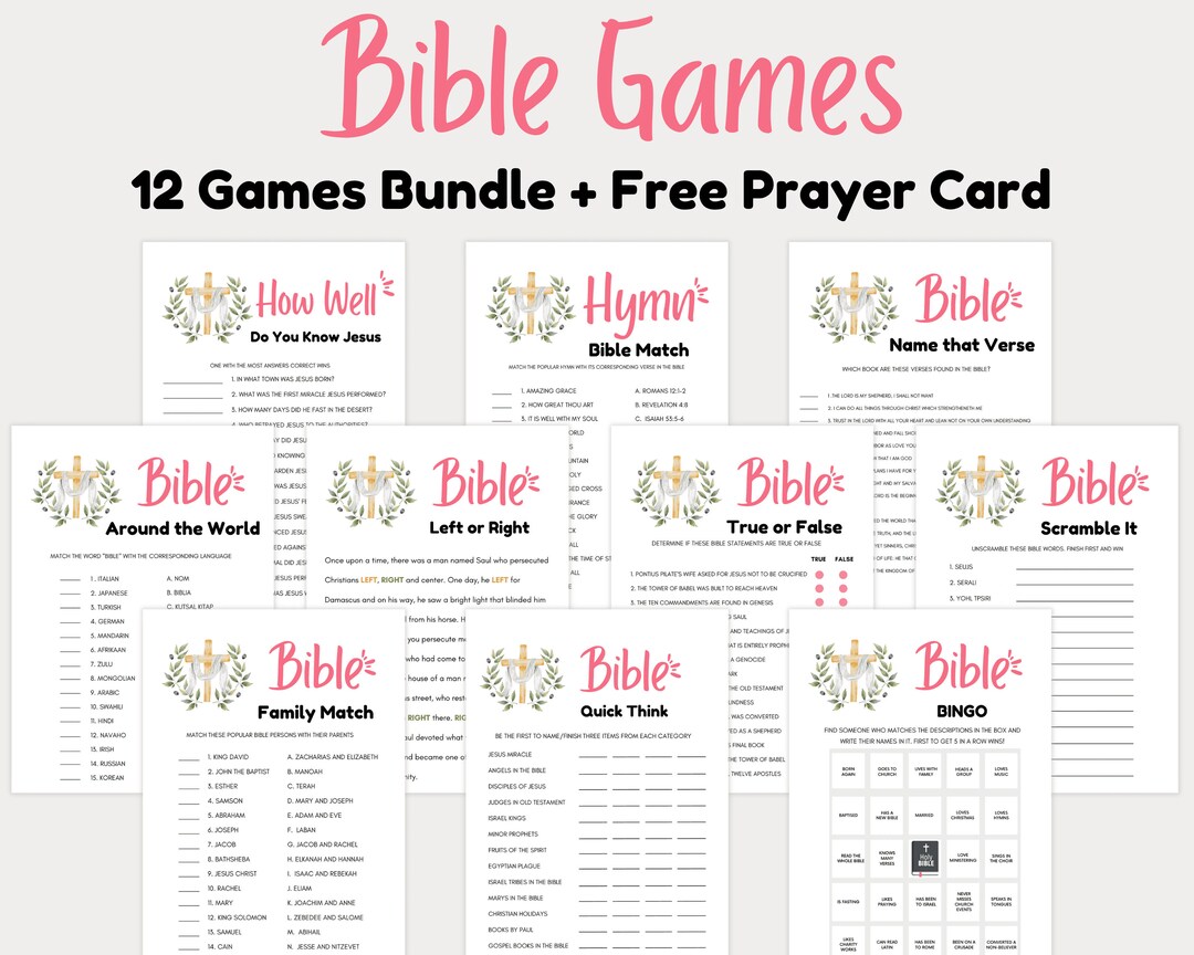Bible Games Bundle, Bible Games for Kids and Adults, Bible Games for ...