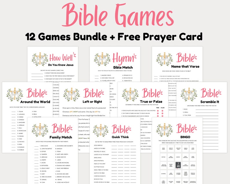 Bible Games Bundle, Bible Games for Kids and Adults, Bible Games for