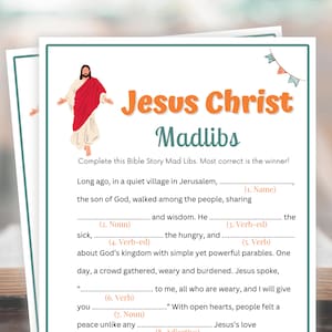 Bible Games, Madlibs, Bible Games for Kids & Adults, Bible Party Games, Womens Ministry Games, Sunday School, Bible Activity, Jesus Madlibs