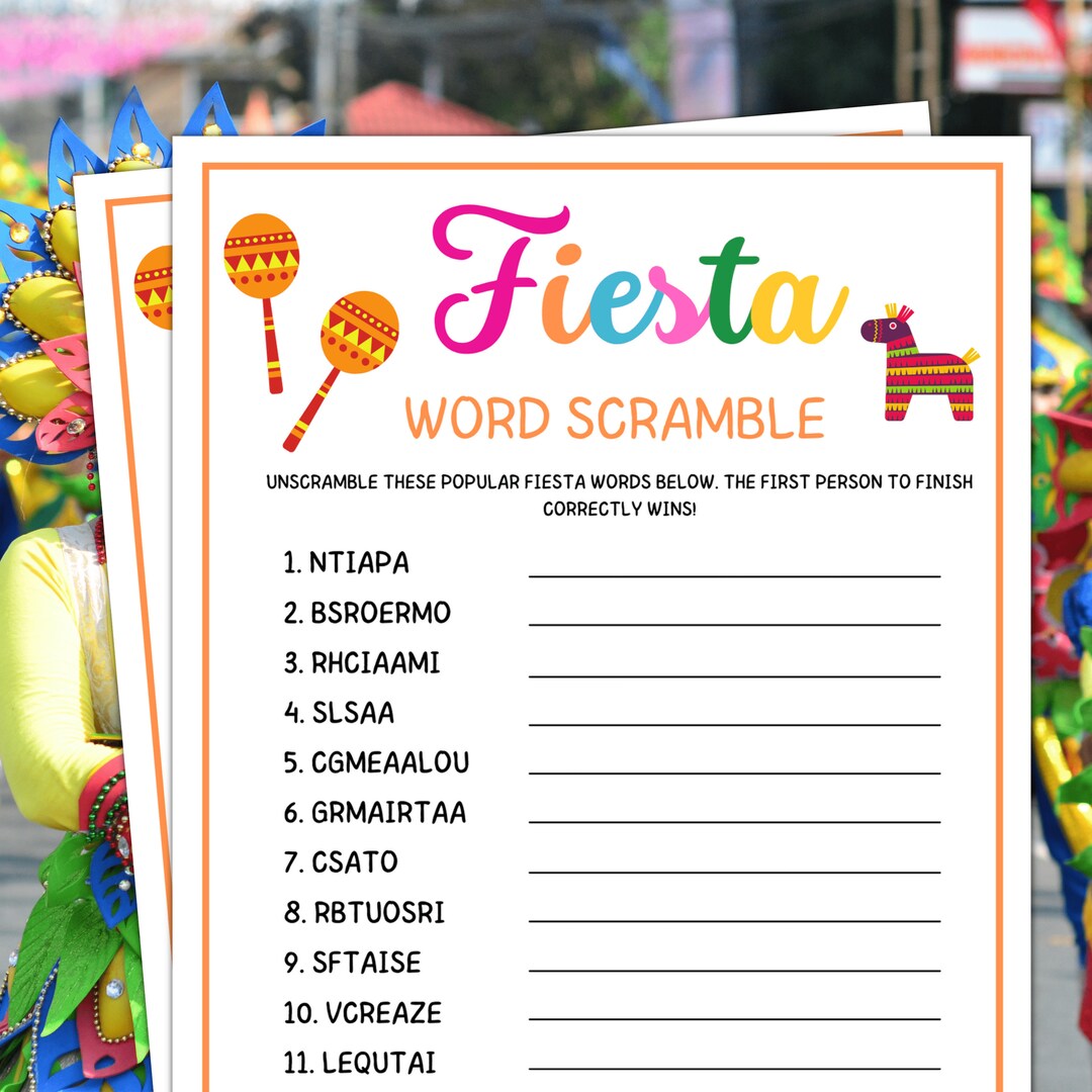 Fiesta Games, Fiesta Word Scramble, Mexican Party Games, Fiesta ...