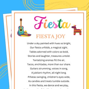 Fiesta Games, Fiesta Poem, Fiesta Party Games, Taco Games, Birthday Fiesta Games, Mexican Party Games, Taco Party Games