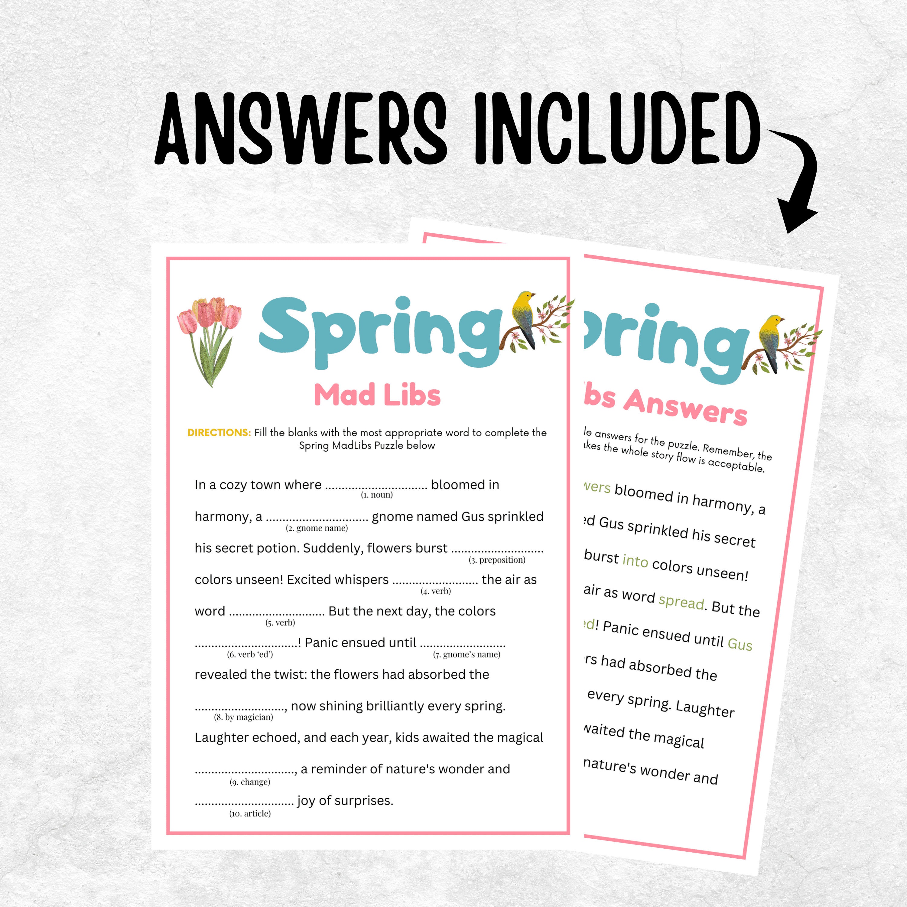 Spring Games, Spring Mad Libs for Kids and Adults, Spring Bedtime Story ...