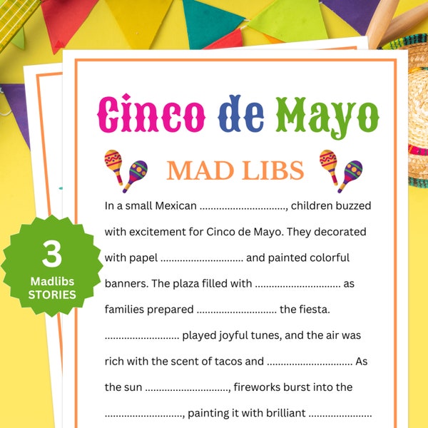 Cinco De Mayo Games, Madlibs, Classroom Games, Bedtime Story for Kids, Cinco De Mayo Party Games for Office, Cinco De Mayo Celebration