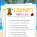 Luau Party Games, Luau Riddles, Luau Games, Luau Birthday Party Games ...
