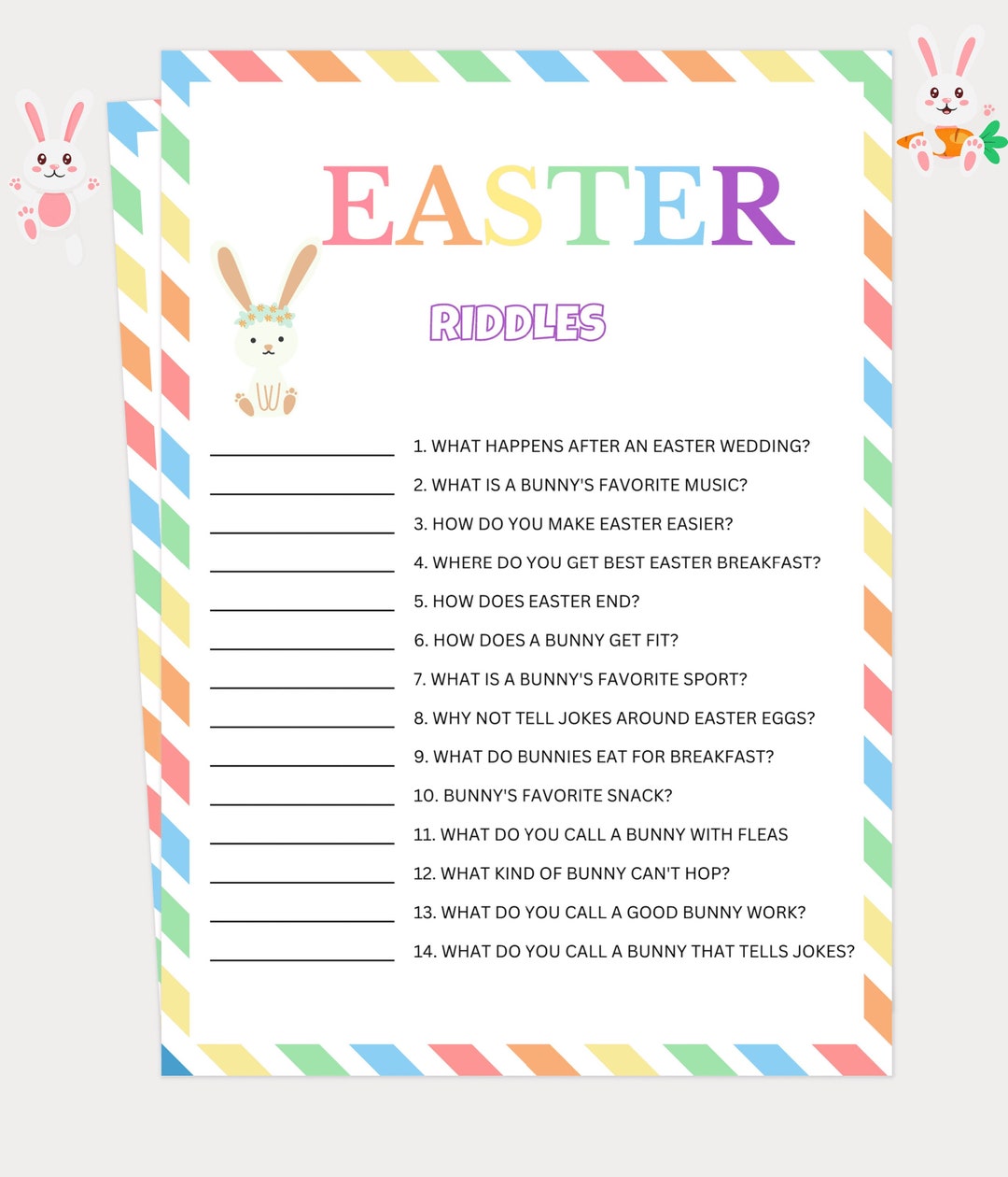 Easter Riddles for Kids Printable, Printable Easter Games, Easter