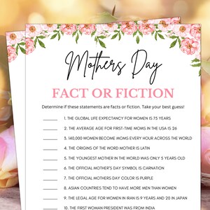 Moederdagspelletjes, feit of fictie, Moederdagfeestspelletjes, spelletjes voor moeders, Moederdagtrivia, feitje of fictie Moederdag