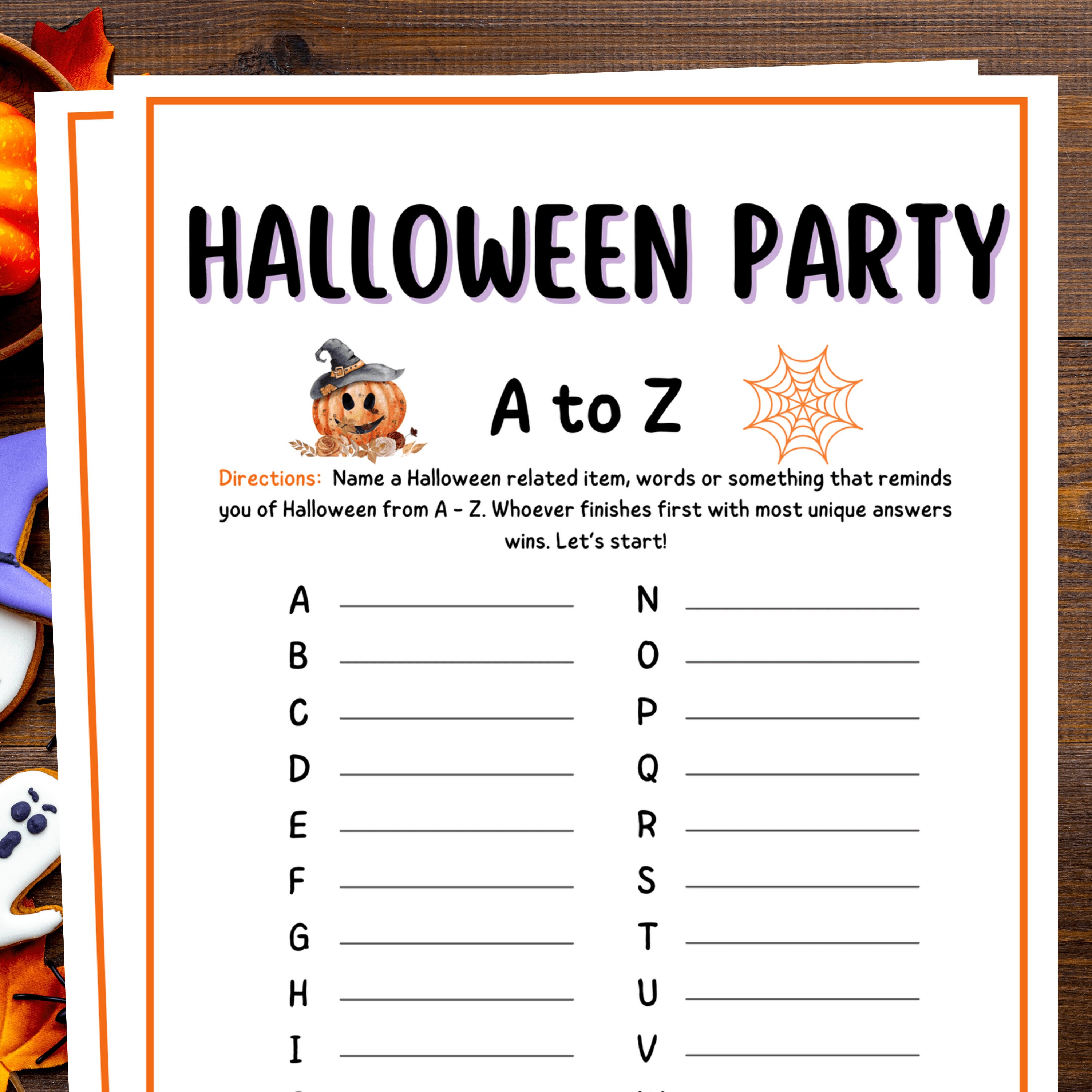 Halloween Party Game Halloween A-Z Word Games Kids Teens & 