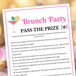 Brunch Games, Pass the Prize, Brunch Party Games, Birthday Brunch, Couples Games, Womens Ministry Games, Team Building Games, Office Games