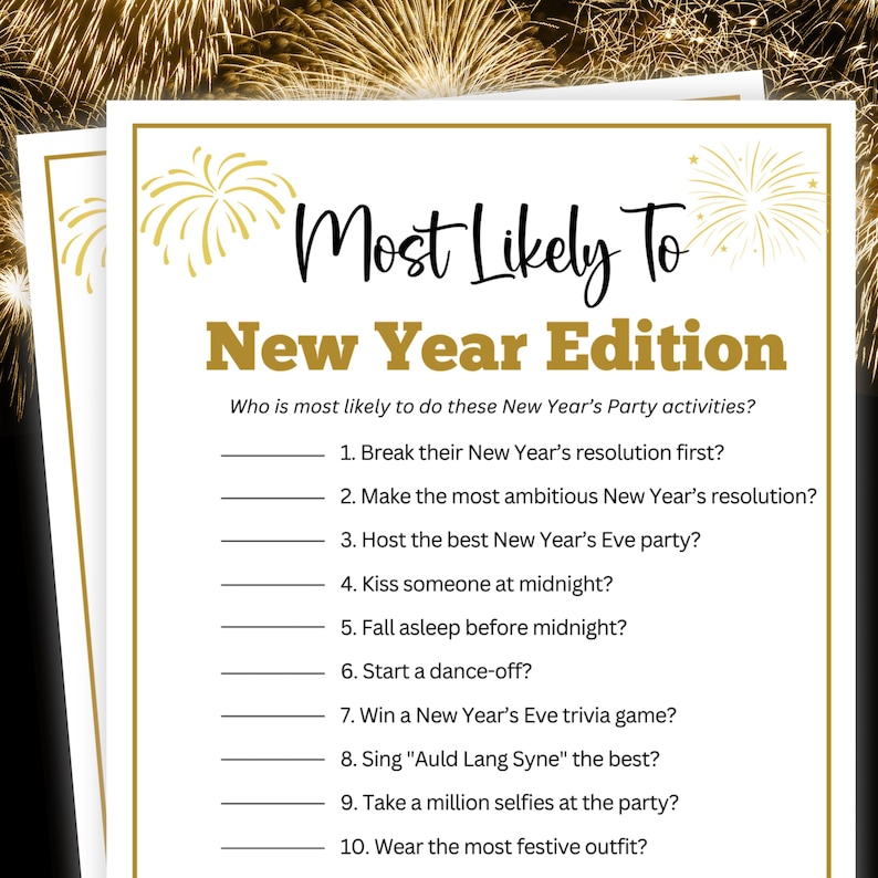 New Year Games, Most Likely To, New Year Party Games, New Year's Eve ...