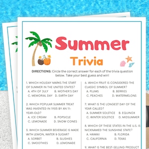 Summer Trivia, Summer Games, Summer Party Games, Summer Games for Kids & Adults, Summertime Games, Summer Trivia for Kids, Summer Camp Games
