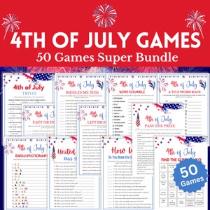 4th of July Games Bundle, 50 Game SUPER Bundle, Fourth of July Party Games, Independence Day Games, Patriotic Games, 4th of July Trivia