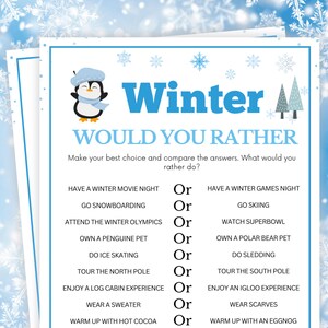 Winter Games, Would You Rather, Winter Party Games, Winter Birthday Games, Party Games, Holiday Games, Team Building Games, Brunch Games
