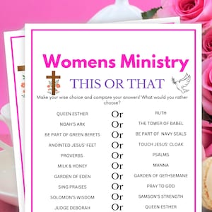 Womens Ministry Games, This or That, Women Retreat Games, Womens Guild Games, Bible Games for Women Bible Study, Womens Ministry Activity