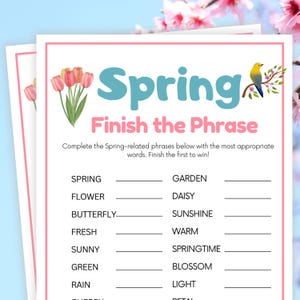 Spring Games, Finish the Phrase, Spring Party Games, Spring Game for Kids, Springtime Games, Spring Activity, Spring Trivia, Spring Birthday